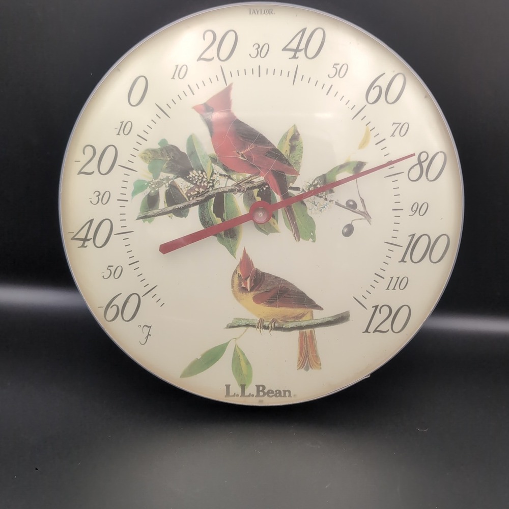 Vintage LL Bean Thermometer Cardinal Bird Chickadee Taylor Vintage Outdoor USA